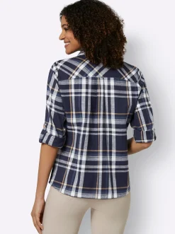 Flanellbluse mit krempelbaren Ärmeln