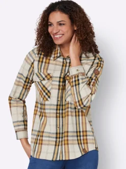 Flanellbluse mit mehrfarbigem Webkaro
