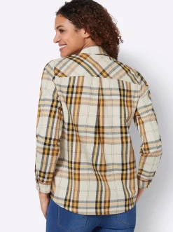 Flanellbluse mit mehrfarbigem Webkaro