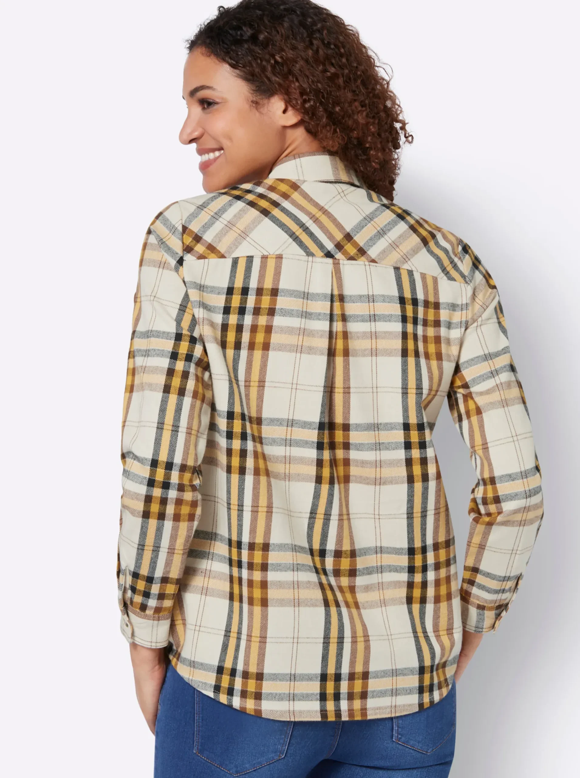 Flanellbluse mit mehrfarbigem Webkaro