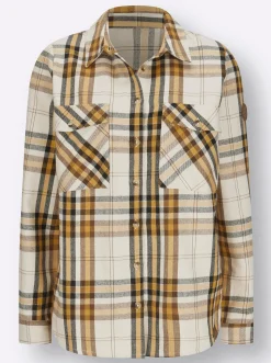 Flanellbluse mit mehrfarbigem Webkaro