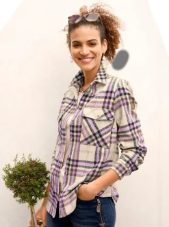 Flanellbluse mit mehrfarbigem Webkaro