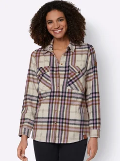 Flanellbluse mit mehrfarbigem Webkaro