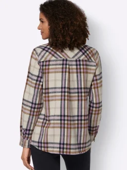 Flanellbluse mit mehrfarbigem Webkaro