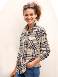 Flanellbluse mit mehrfarbigem Webkaro