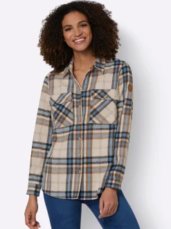 Flanellbluse mit mehrfarbigem Webkaro