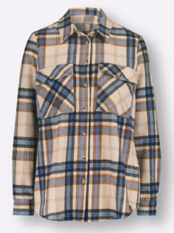 Flanellbluse mit mehrfarbigem Webkaro