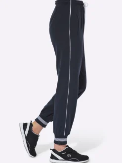 Freizeithose mit Ripp-Abschlüssen