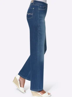 Gerade Jeans mit Stickerei