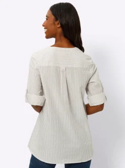 Gestreifte Bluse in Longform