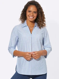 Gestreifte Bluse mit V-Ausschnitt