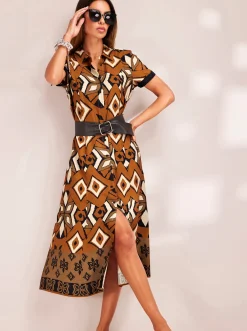 Hemdblusenkleid mit Bindegürtel