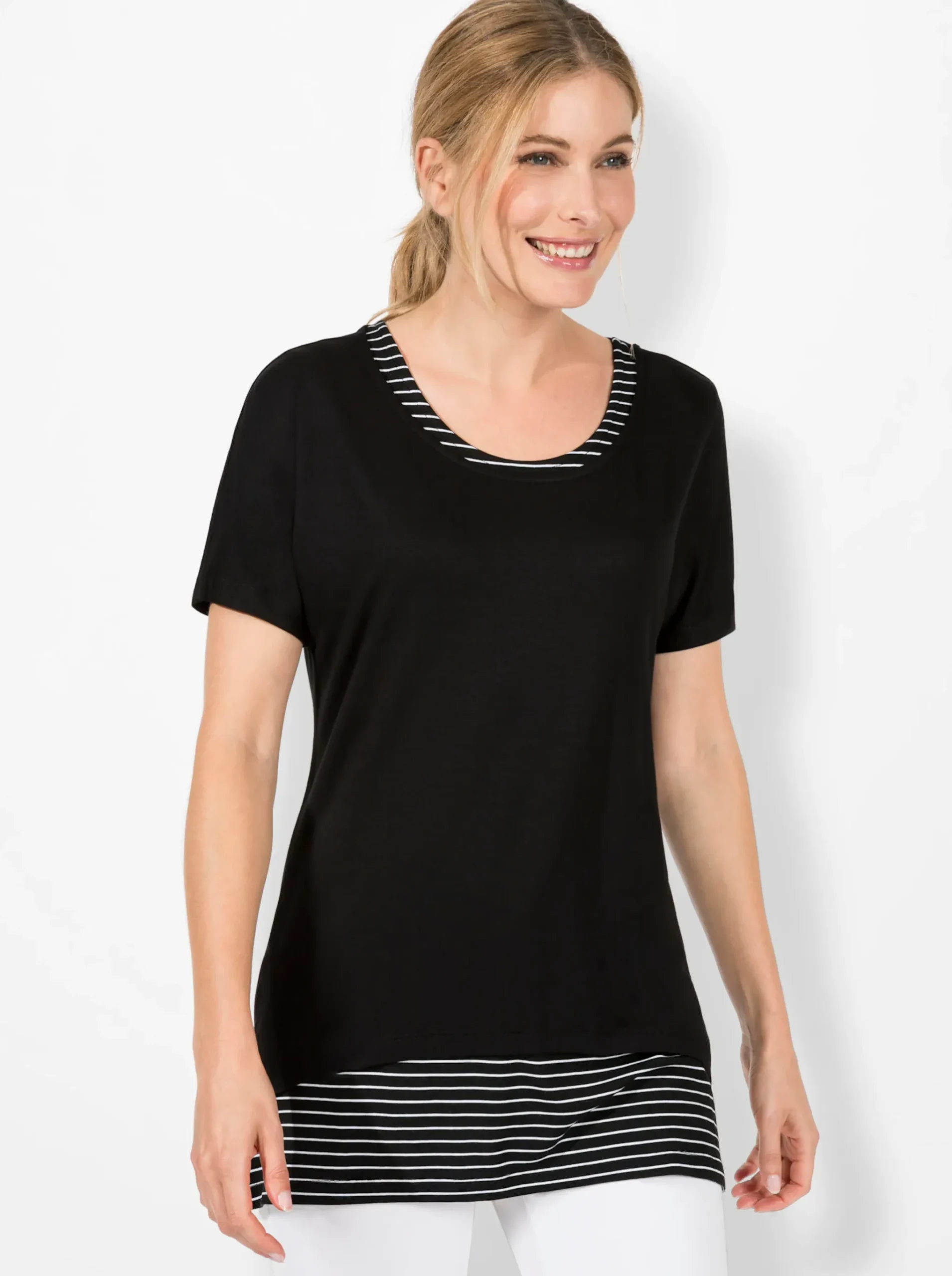 2-in-1-Shirt mit Ringel-Top