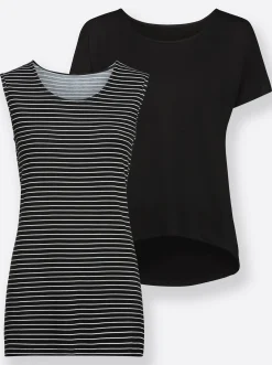 2-in-1-Shirt mit Ringel-Top