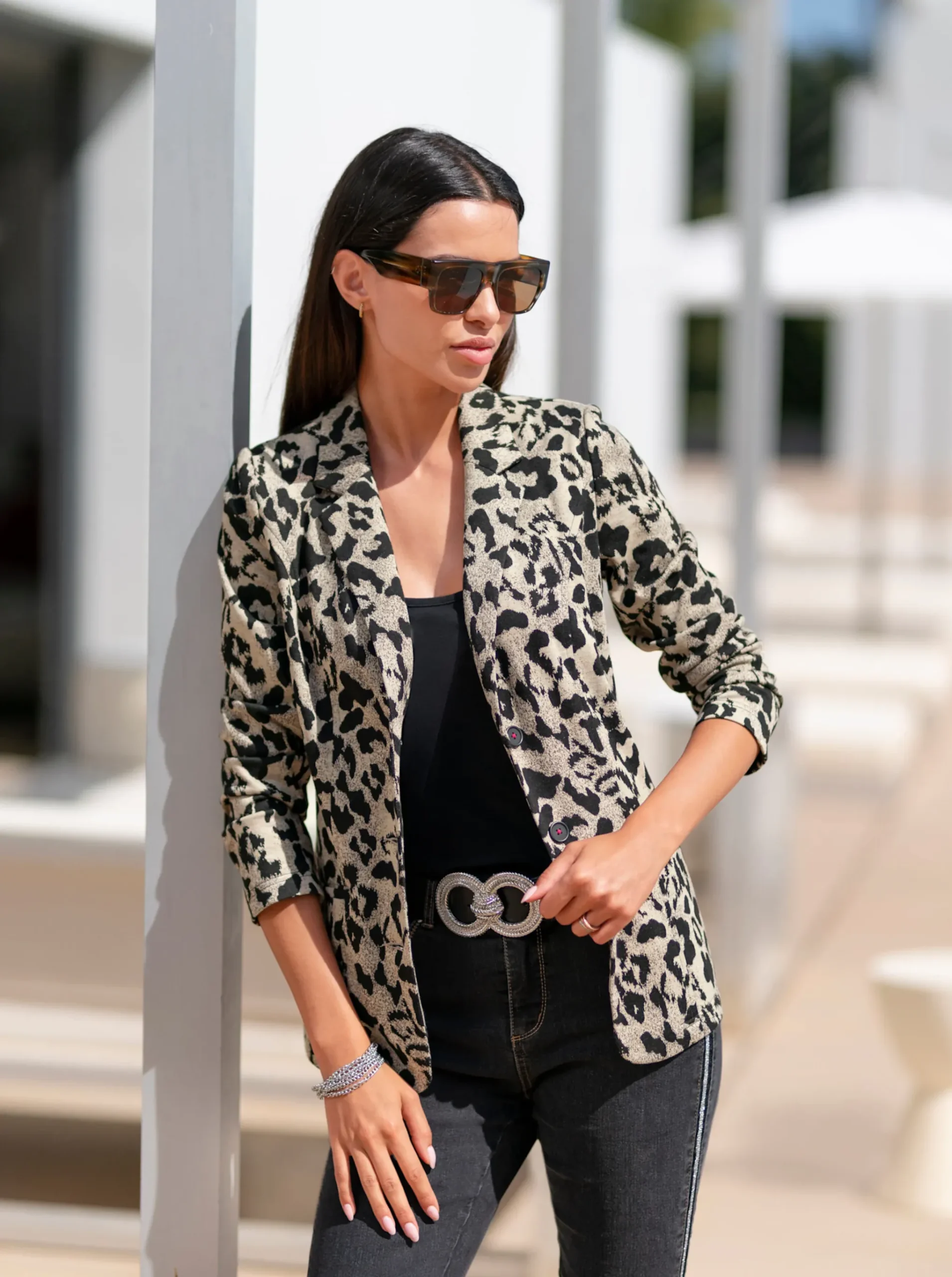 Jacquardblazer mit Animal-Dessin