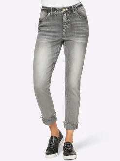 7/8-Jeans mit Beinaufschlag, fixiert