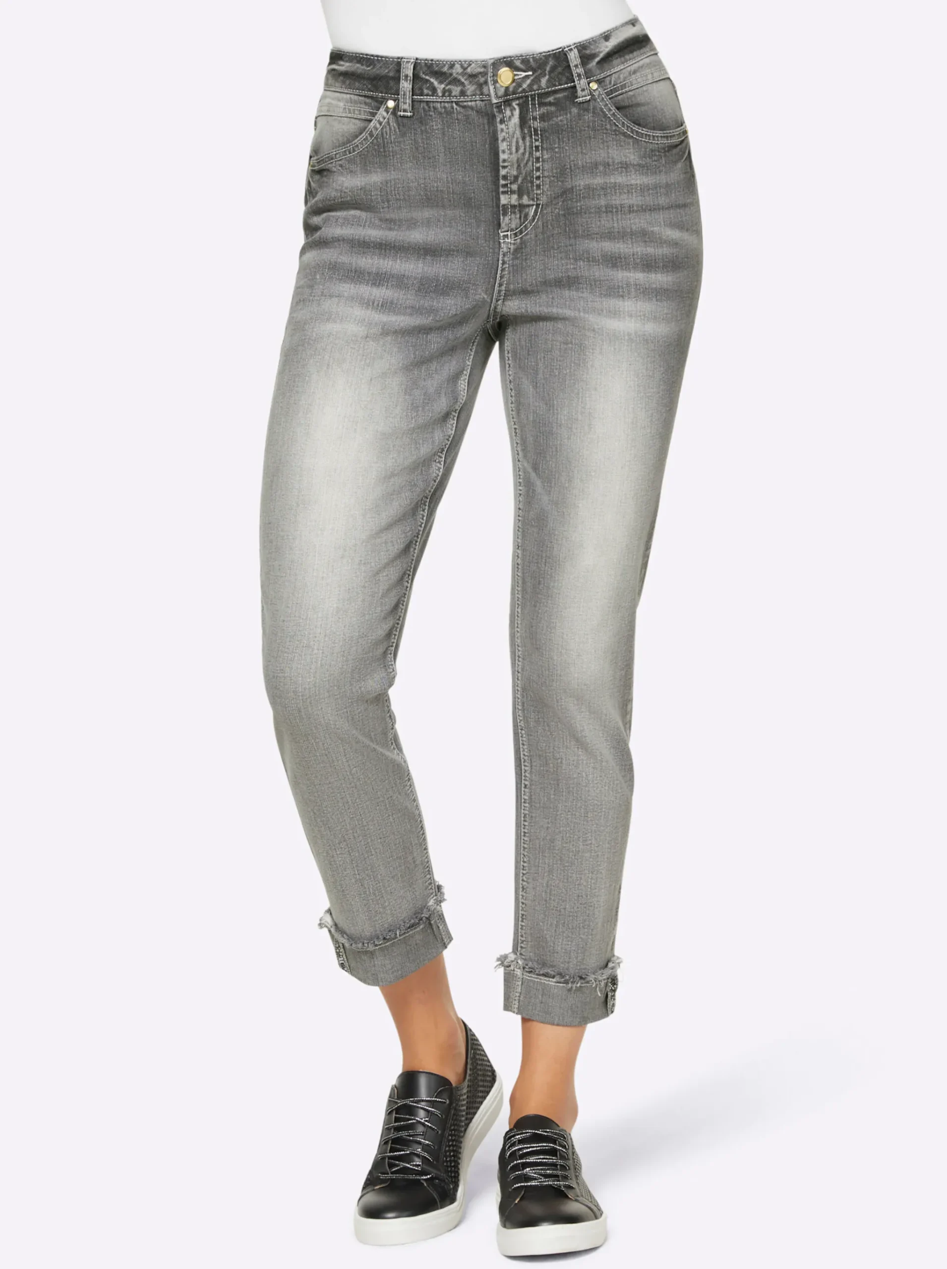 7/8-Jeans mit Beinaufschlag, fixiert