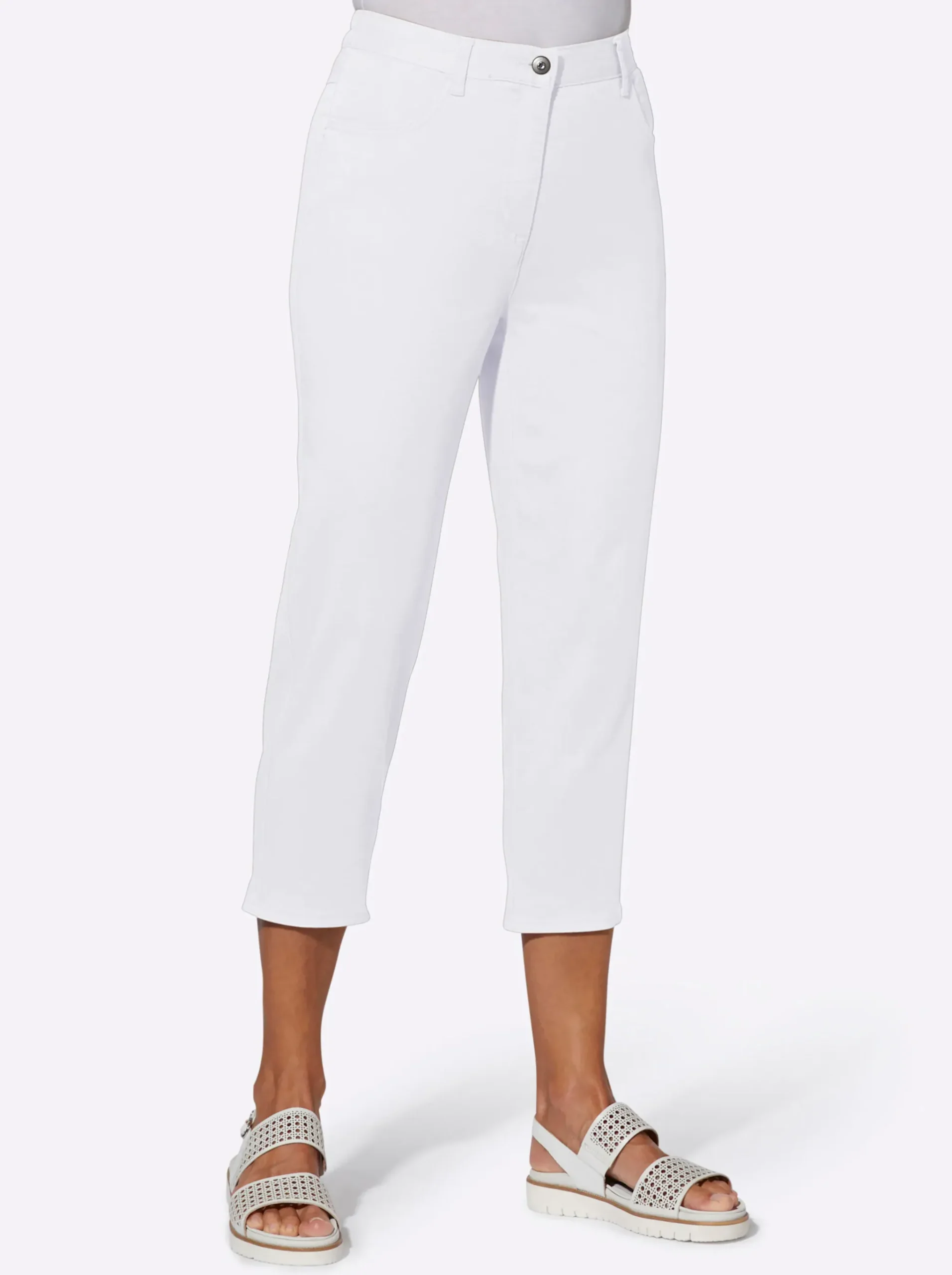 7/8-Jeans mit Schmuckknöpfen
