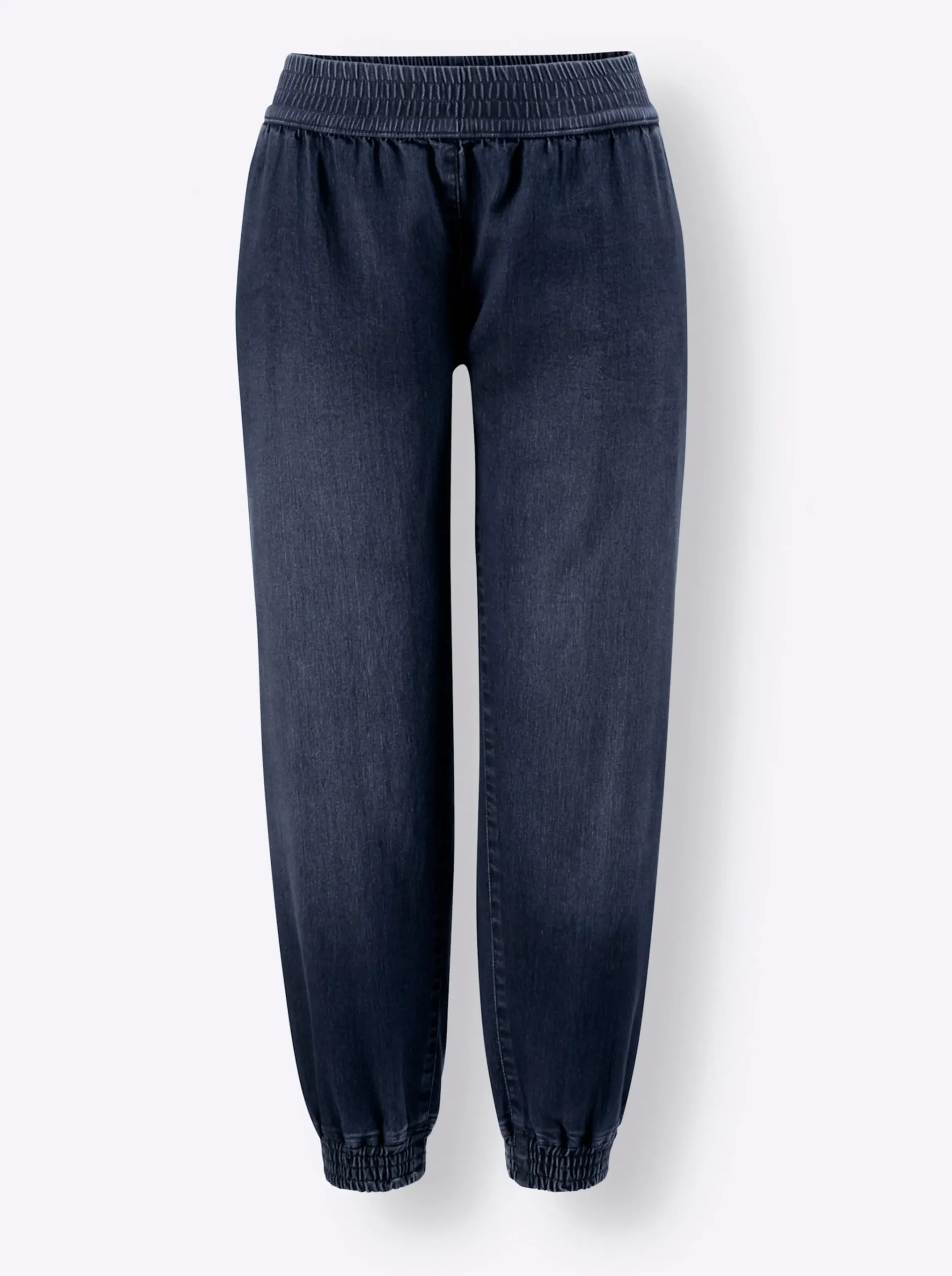 7/8-Jeans mit Smokpartie an Bund und Beinabschluss