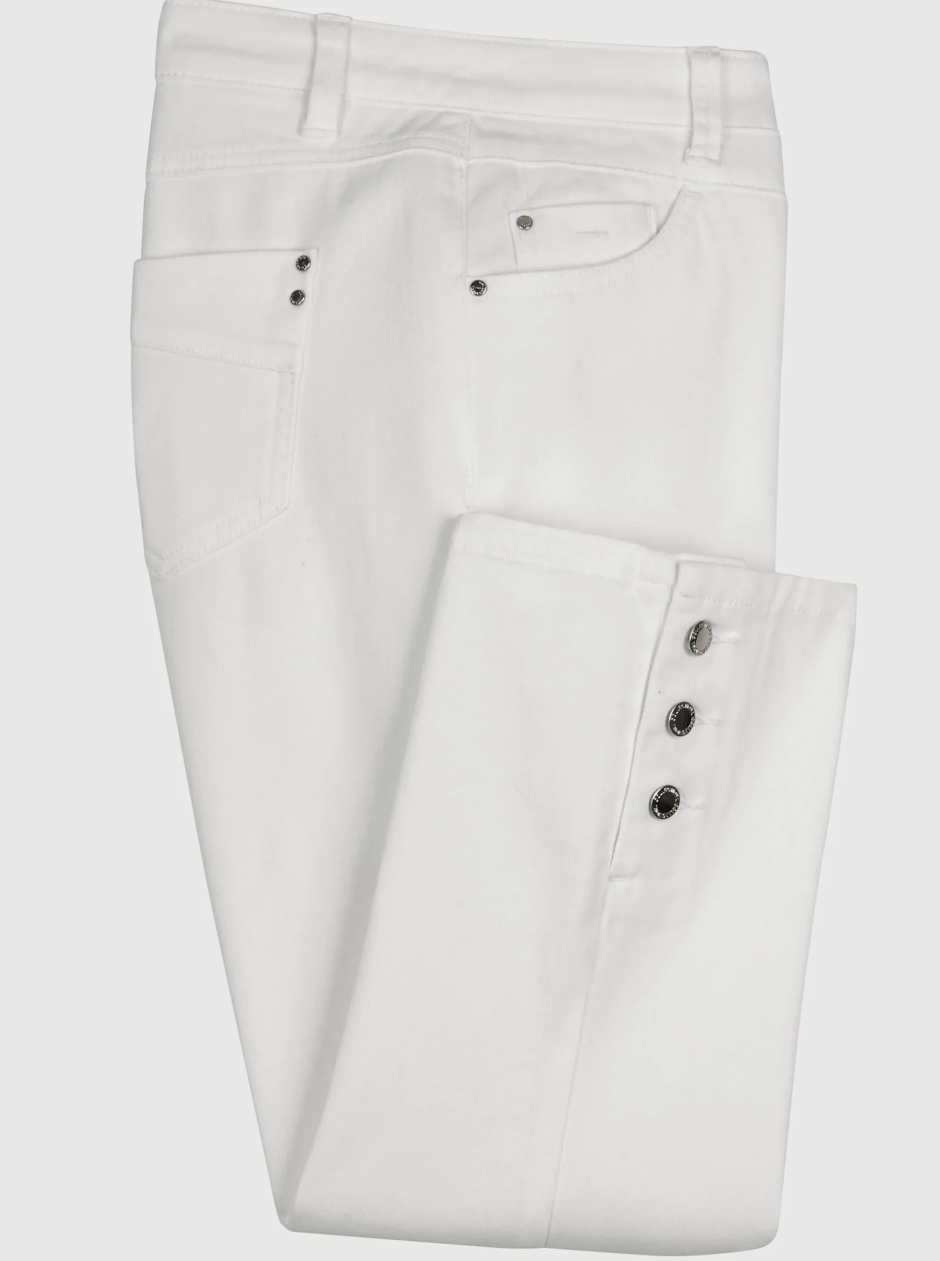 7/8-Jeans mit Zierknöpfen am Beinabschluss