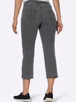 7/8-Jeans mit Zierknöpfen am Beinabschluss
