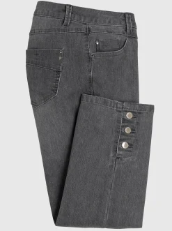 7/8-Jeans mit Zierknöpfen am Beinabschluss