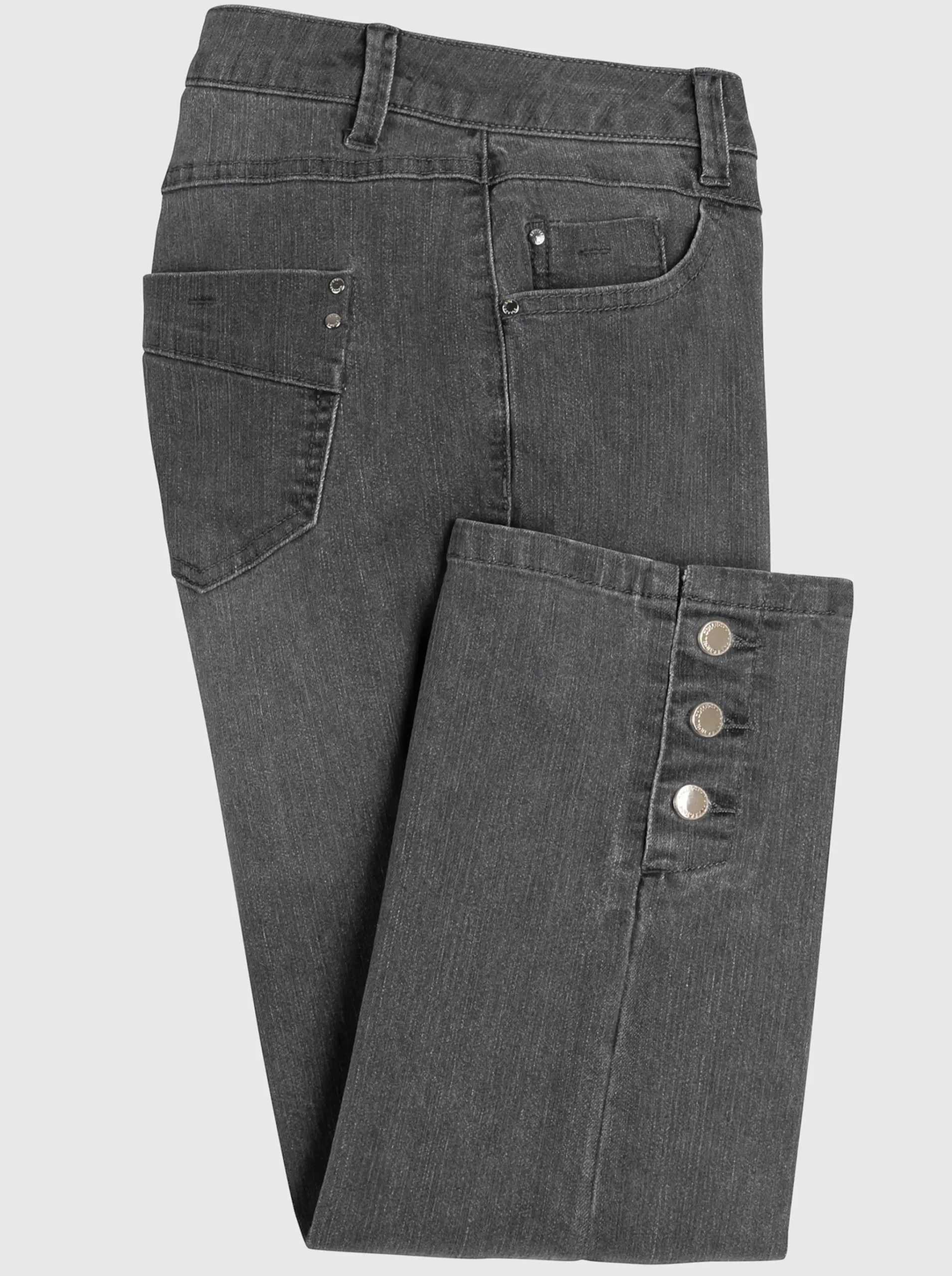 7/8-Jeans mit Zierknöpfen am Beinabschluss