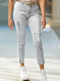 Jeans mit Zipper-Applikation
