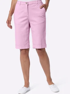 Jeansbermudas mit Dehnbund hinten
