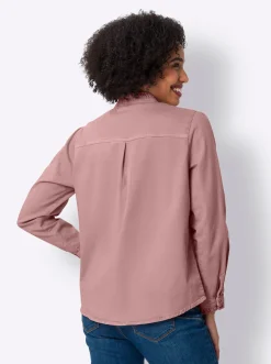 Jeansbluse mit Rüschen