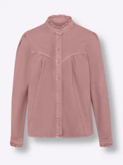 Jeansbluse mit Rüschen