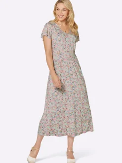 Jerseykleid mit Smok-Partie hinten