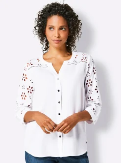 Klassische Bluse mit attraktiver Lochstickerei