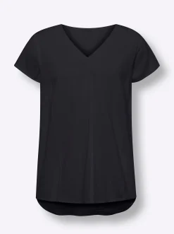 Kurzarm-Bluse mit Leinen-Anteil