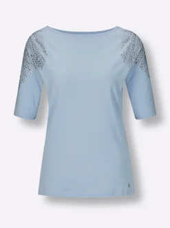 Kurzarmshirt im geschmeidigen Materialmix