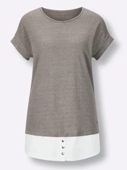 Kurzarmshirt im Leinen-Viskose-Mix