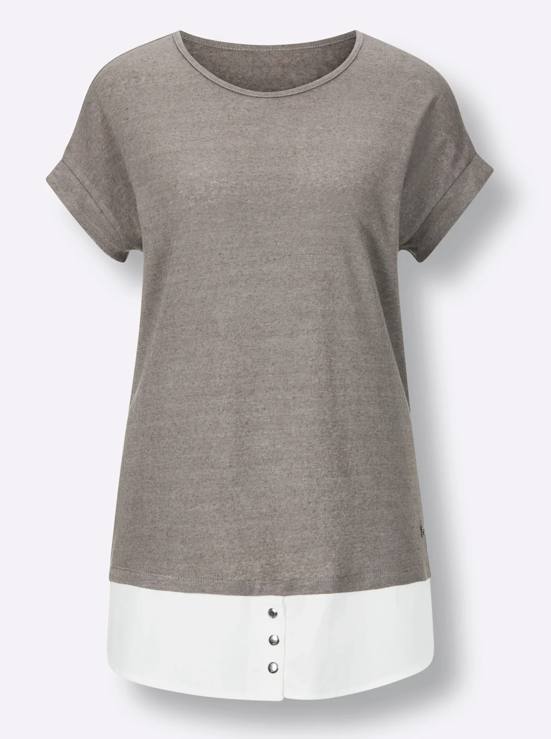 Kurzarmshirt im Leinen-Viskose-Mix