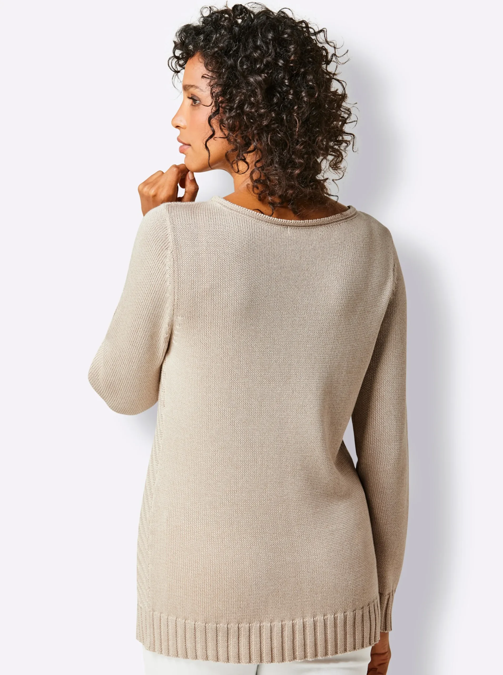 Langarm-Pullover in Rippenstrick