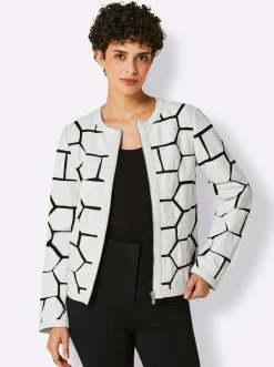 Lederblazer in Patch-Optik mit Mesh-Einsätzen