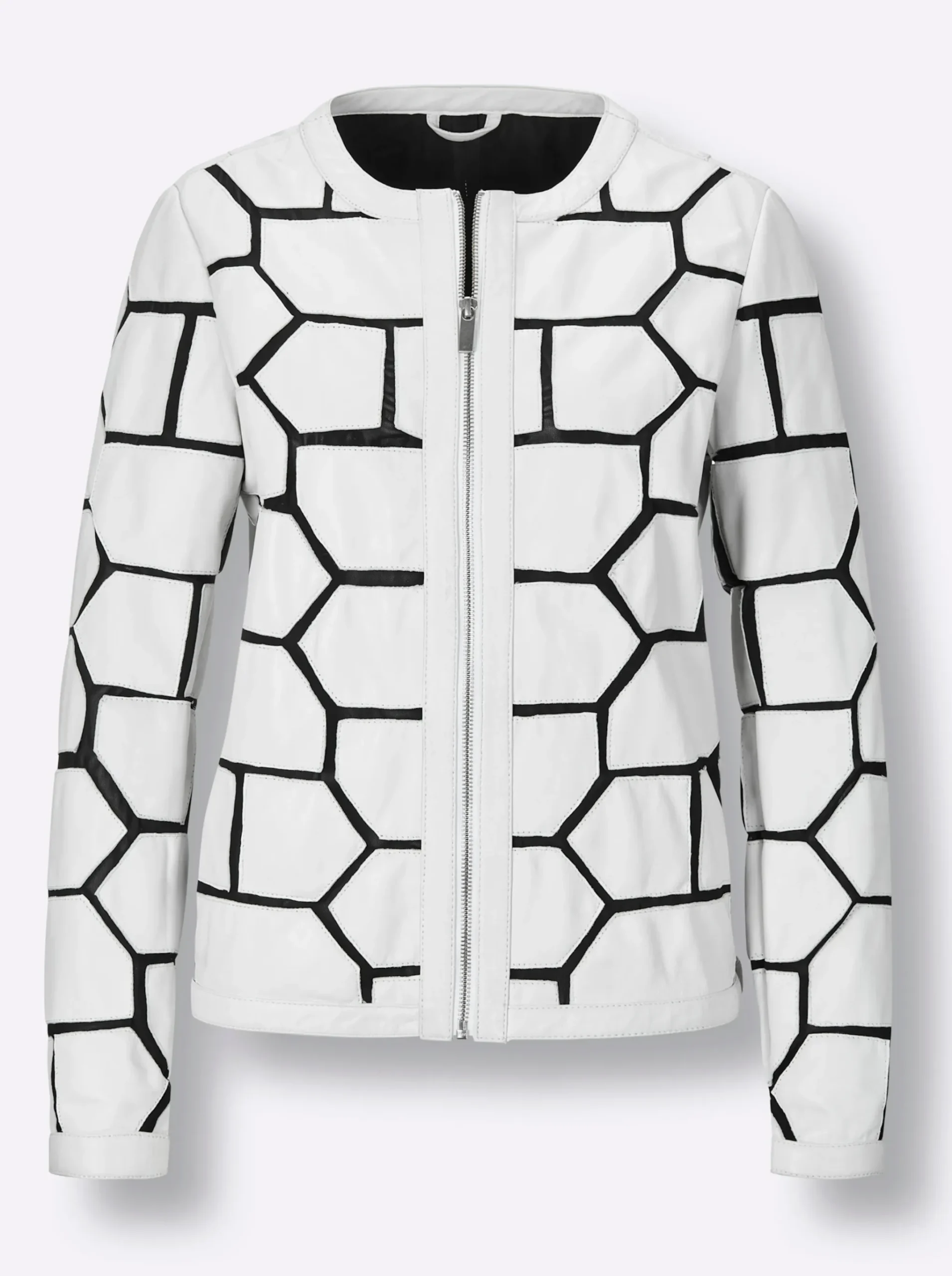 Lederblazer in Patch-Optik mit Mesh-Einsätzen