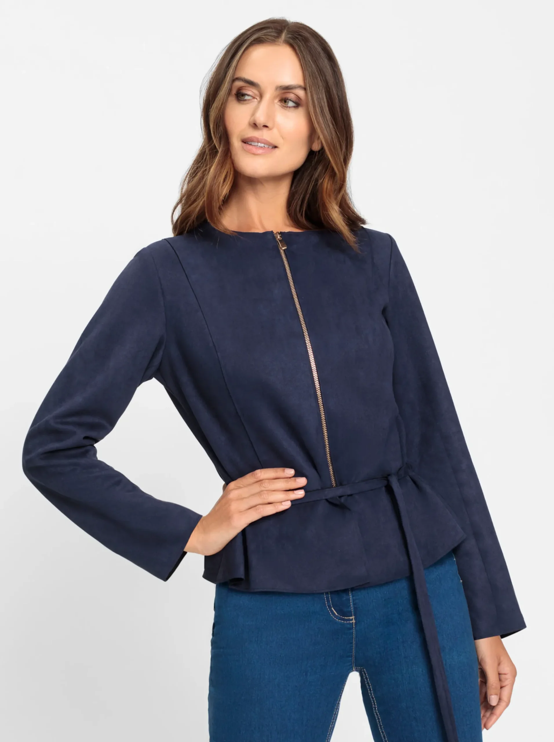 Lederimitat-Blazer mit Schößchen