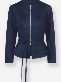 Lederimitat-Blazer mit Schößchen
