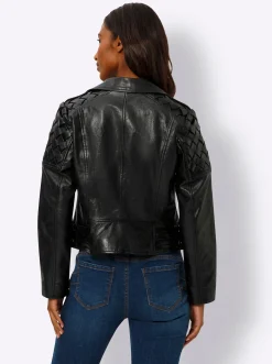 Lederjacke mit Flecht-Einsatz