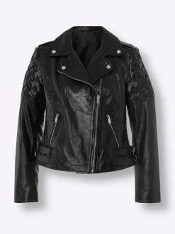 Lederjacke mit Flecht-Einsatz