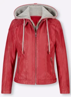 Lederjacke mit herausnehmbarem Sweat-Einsatz