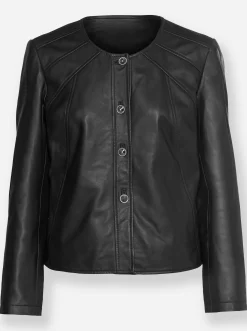 Lederjacke mit Schmuckknöpfen