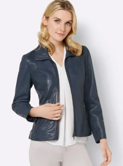 Lederjacke mit Ziernieten, aus Lammnappa