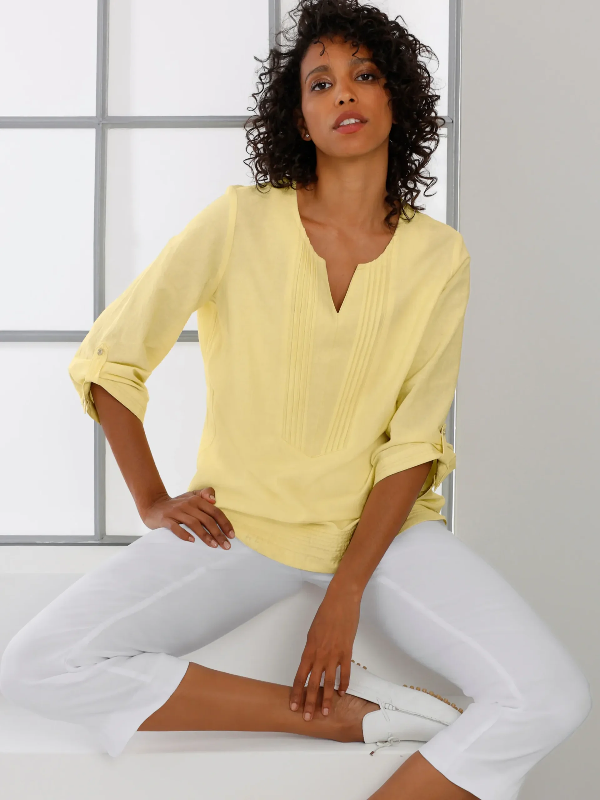 Leinenbluse im Tunika-Stil