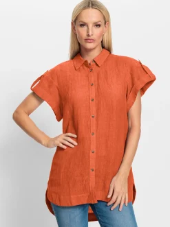 Leinenbluse mit Seitenschlitzen