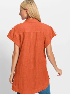 Leinenbluse mit Seitenschlitzen
